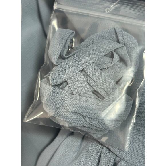 Azazie Amyra A10 Dusty Blue Sheath Off Shoulder Stretch Satin Convertible Dress - Picture 9 of 12